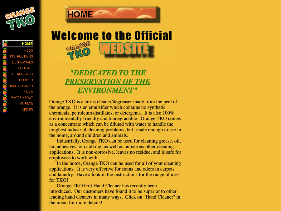 Old TKO Orange Web Site
