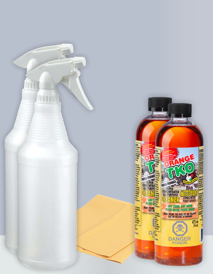 2 - 473ml TKO, 2 Spray Bottles, 1 Shammy Cloth